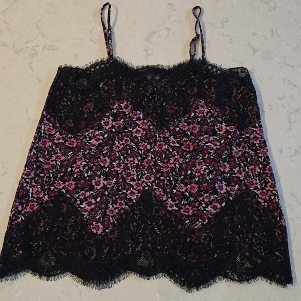 Vintage Mi Ami Women Y2K Mesh Lacey Babydoll Floral Top Coquette Fairy Tank | M